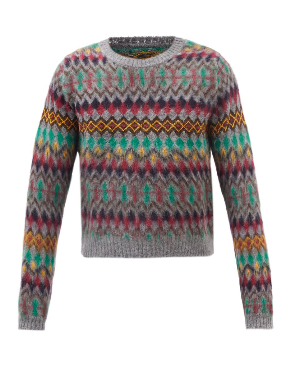 Grey Four-Stitches Fair Isle felted-wool sweater | Maison Margiela ...