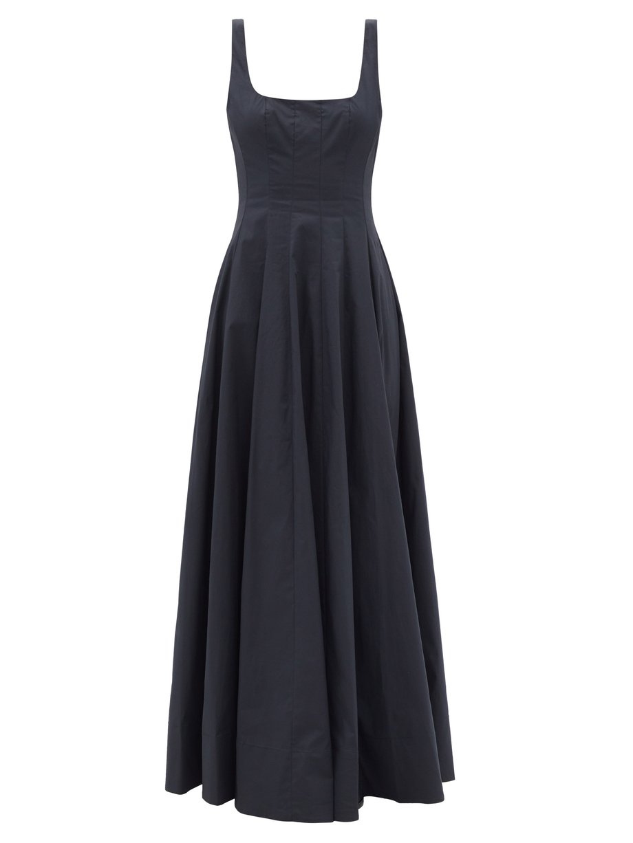 Black Wells cotton-poplin maxi dress | Staud | MATCHESFASHION US