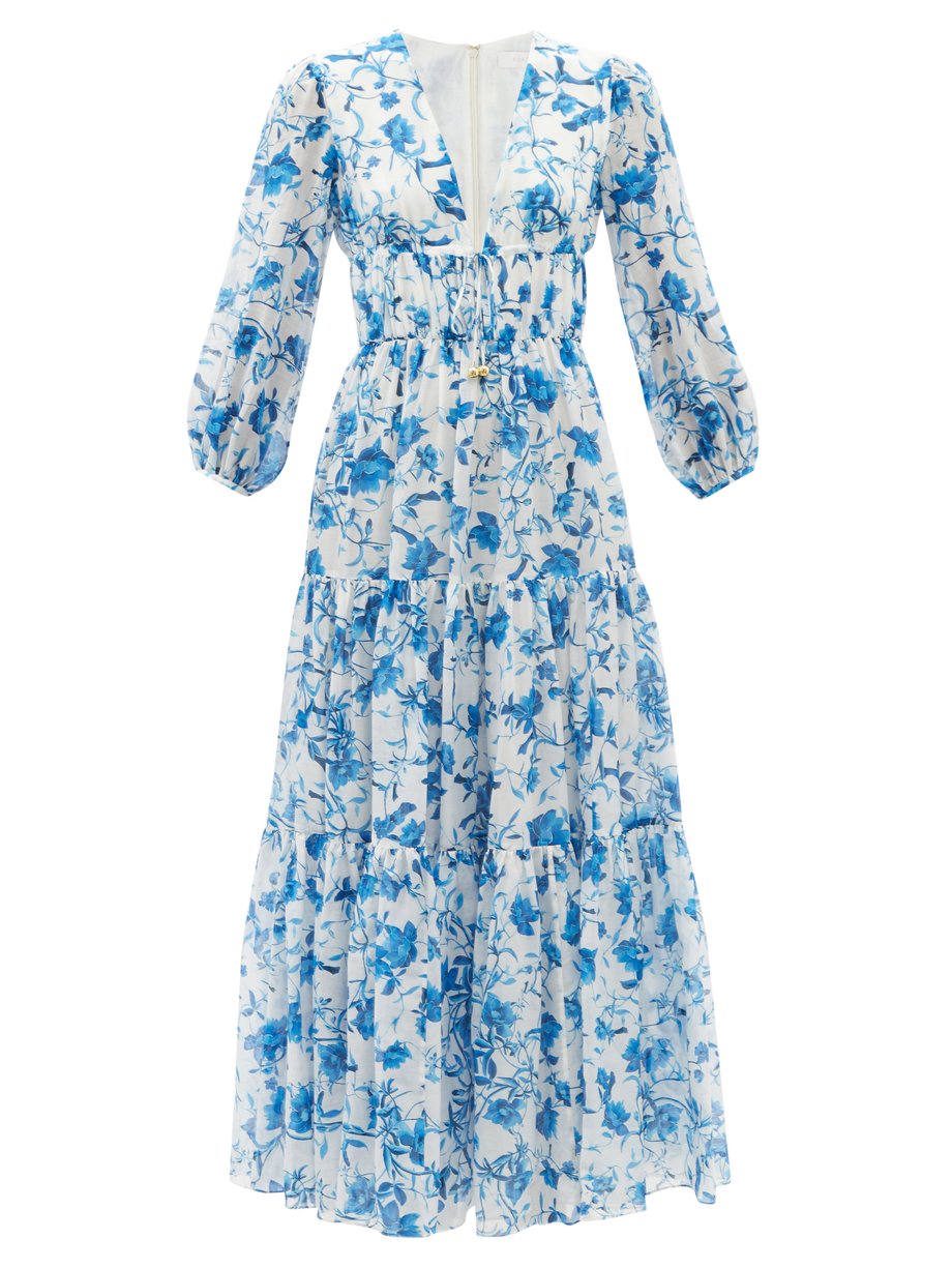 Print Faustine floral-print cotton-blend voile dress | Borgo De Nor ...