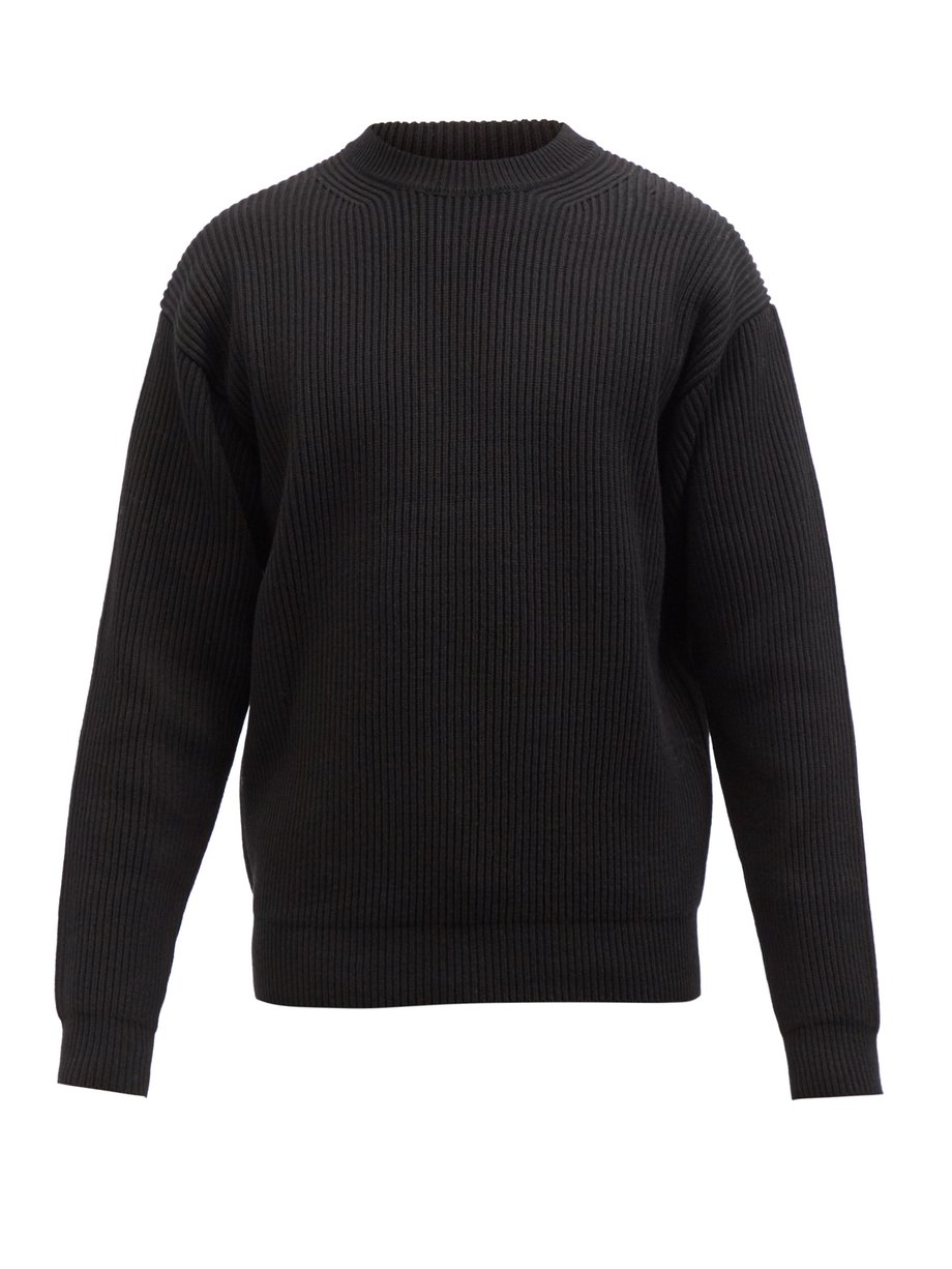 Auralee Black Crew-neck ribbed-wool sweater | 매치스패션, 모던 럭셔리 온라인 쇼핑
