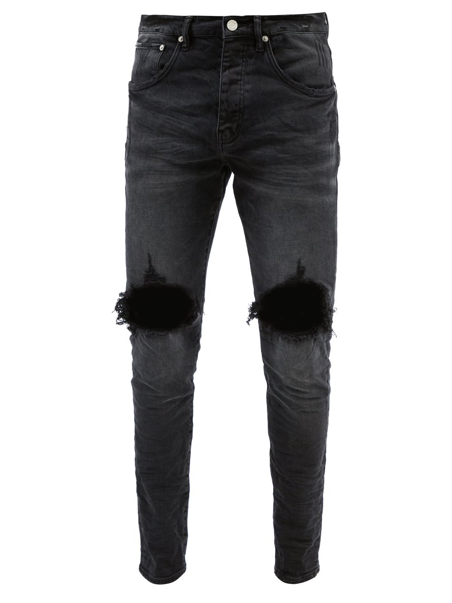 Black P002 distressed overdyed slim-leg jeans | Purple Brand ...