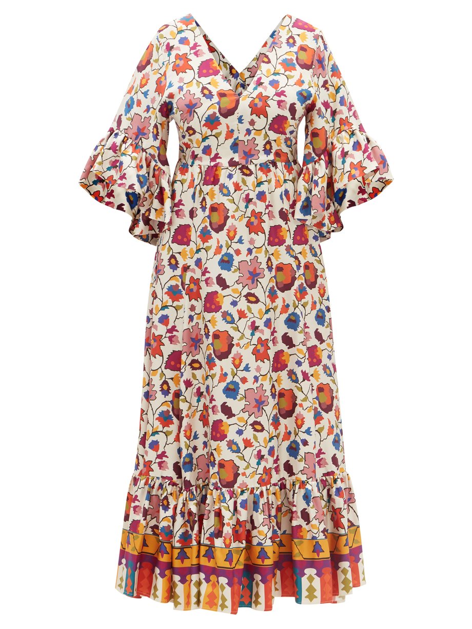 La DoubleJ Print Bella Maple-print silk crepe de Chine maxi dress | 매치스 ...