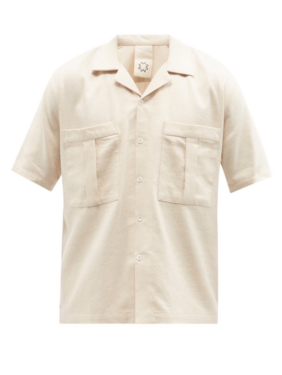 Neutral Cuban-collar cotton-canvas shirt | Marrakshi Life ...