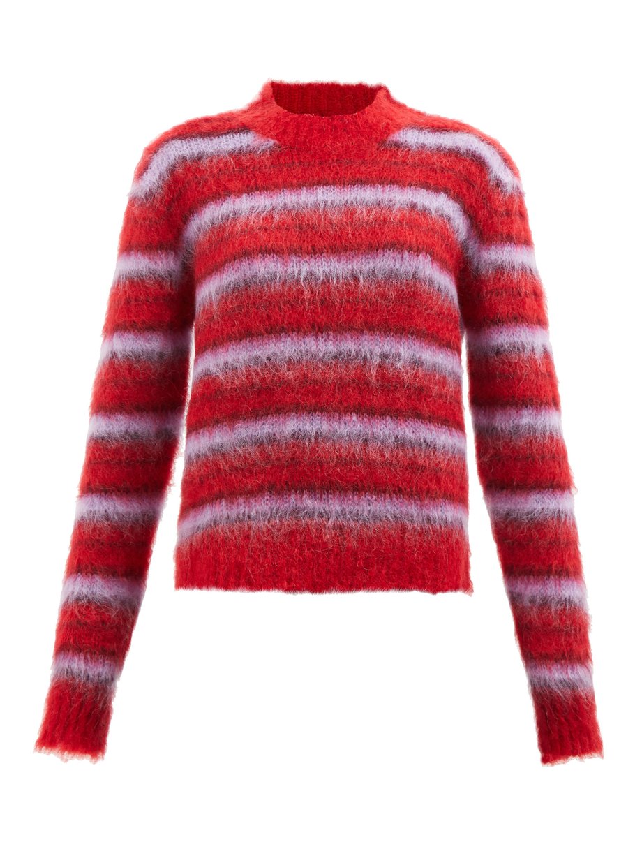 Red Striped fuzzy mohair-blend sweater | Marni | MATCHESFASHION UK