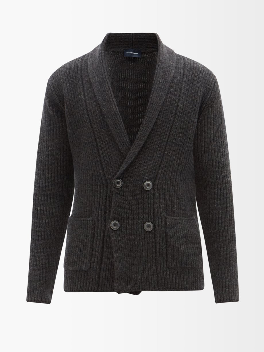 Patch-pocket superfine-merino blend cardigan Grey Thom Sweeney ...