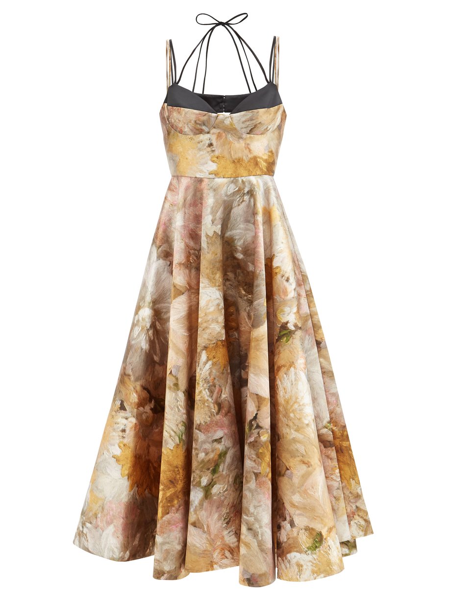 Metallic Rea floral-print mikado midi dress | Erdem | MATCHESFASHION US