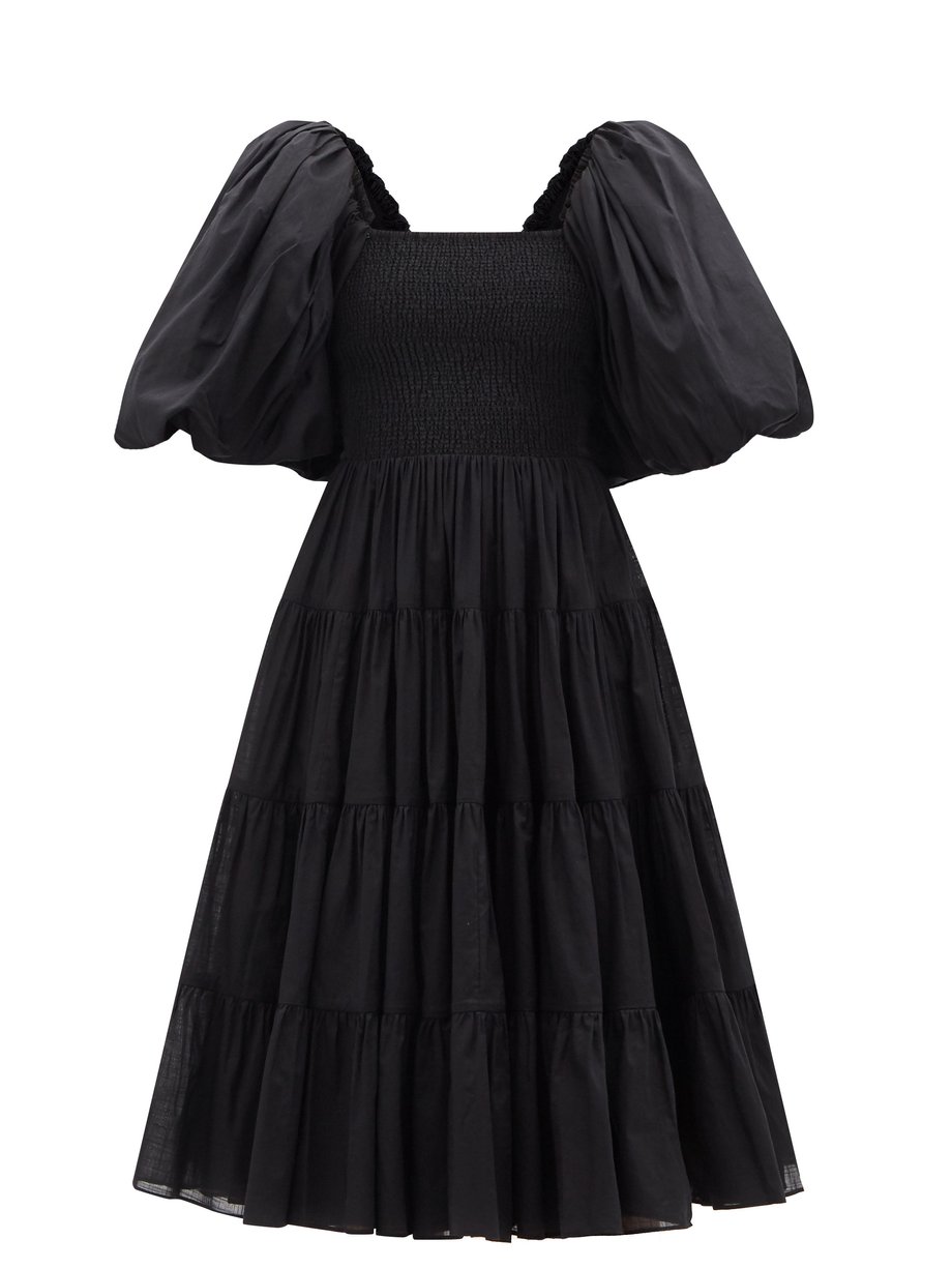 Black Cherished puff-sleeve cotton midi dress | Aje | MATCHESFASHION AU