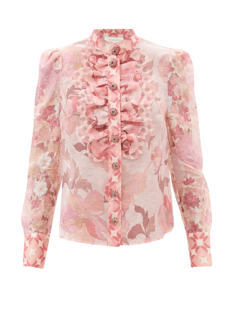 Zimmermann Zimmermann Concert ruffled floral-print linen-blend blouse ...