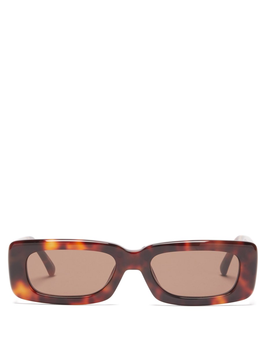 Brown X Linda Farrow Mini Marfa rectangle sunglasses | The Attico ...