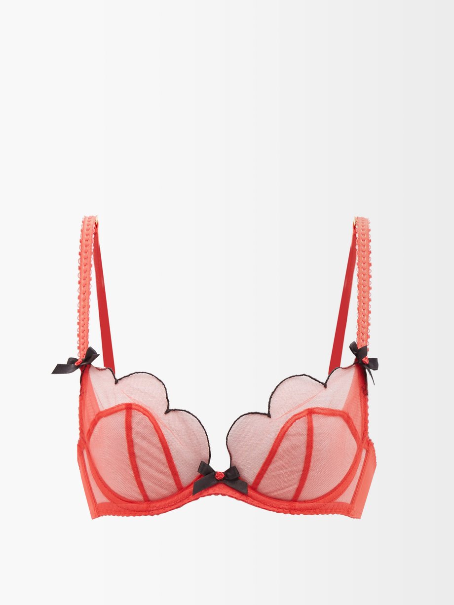 Red Lorna scallop-embroidered underwired bra | Agent Provocateur ...