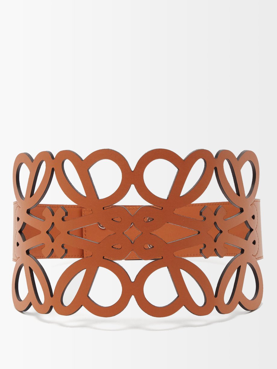 Tan Anagram cut-out leather belt | Loewe | MATCHESFASHION US