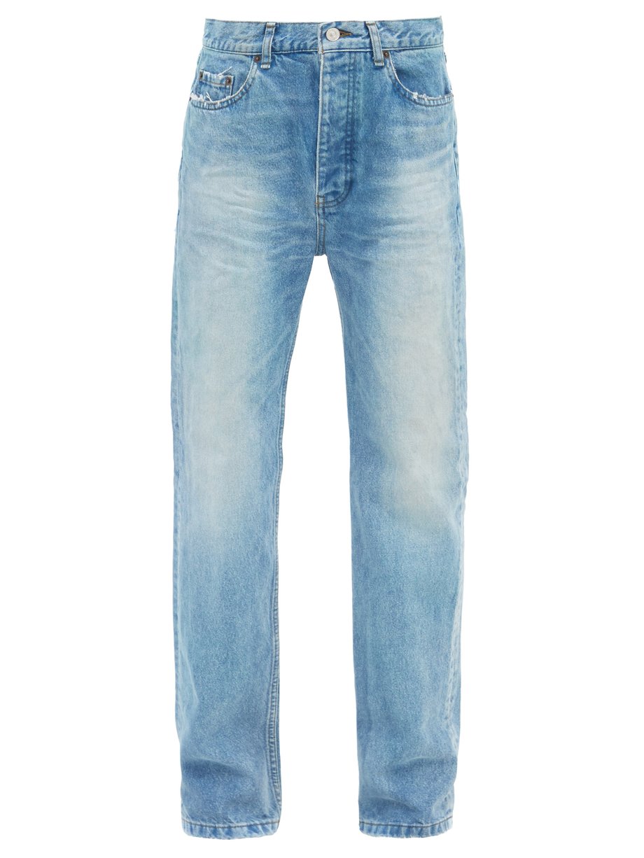 Balenciaga Blue Distressed straight-leg jeans | 매치스패션, 모던 럭셔리 온라인 쇼핑