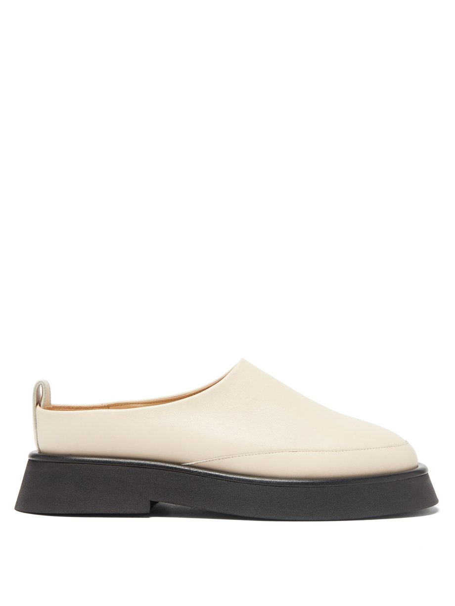 White leather backless loafers | |