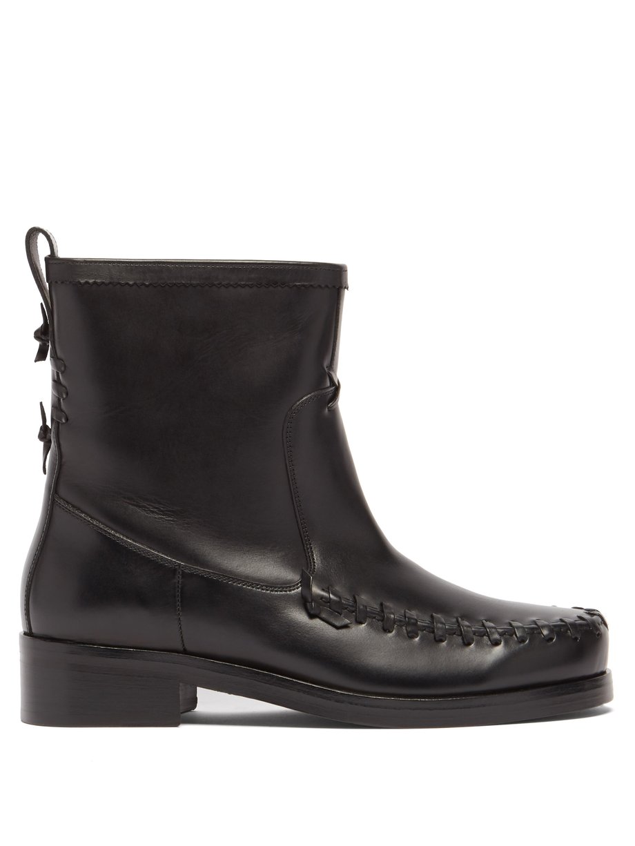 Black Whipstitched leather boots | Stefan Cooke | MATCHESFASHION US