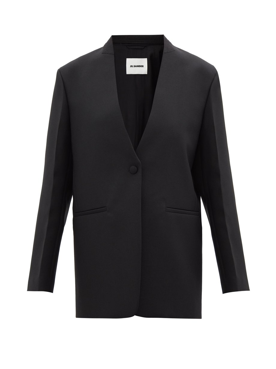 Black Deconstructed wool-serge single-breasted blazer | Jil Sander ...