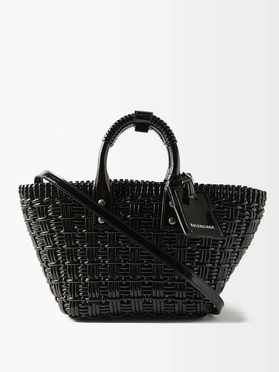 Balenciaga Black Bistro XS patent faux-leather basket bag | 매치스패션, 모던 ...