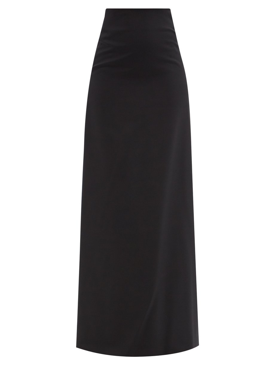 Black Elina back-slit wool-crepe maxi skirt | Maximilian ...