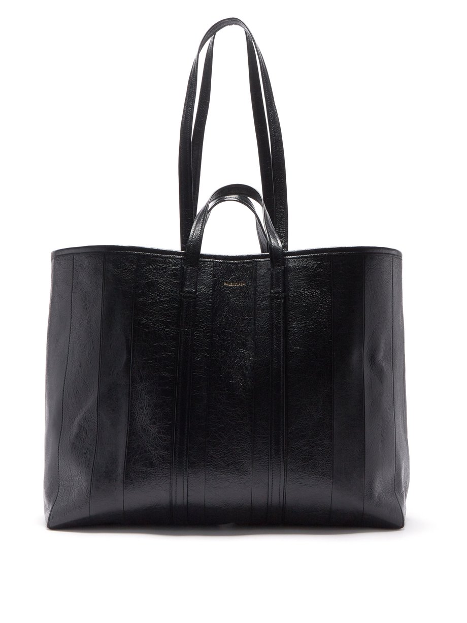 발렌시아가 Balenciaga Black Barbes cracked-leather tote bag