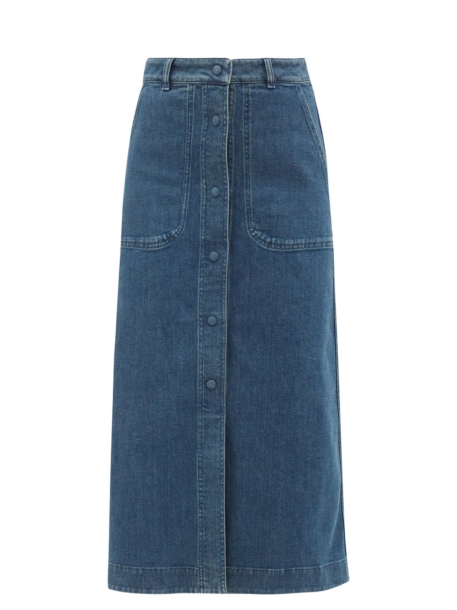Blue High-rise buttoned denim skirt | Chloé | MATCHESFASHION US