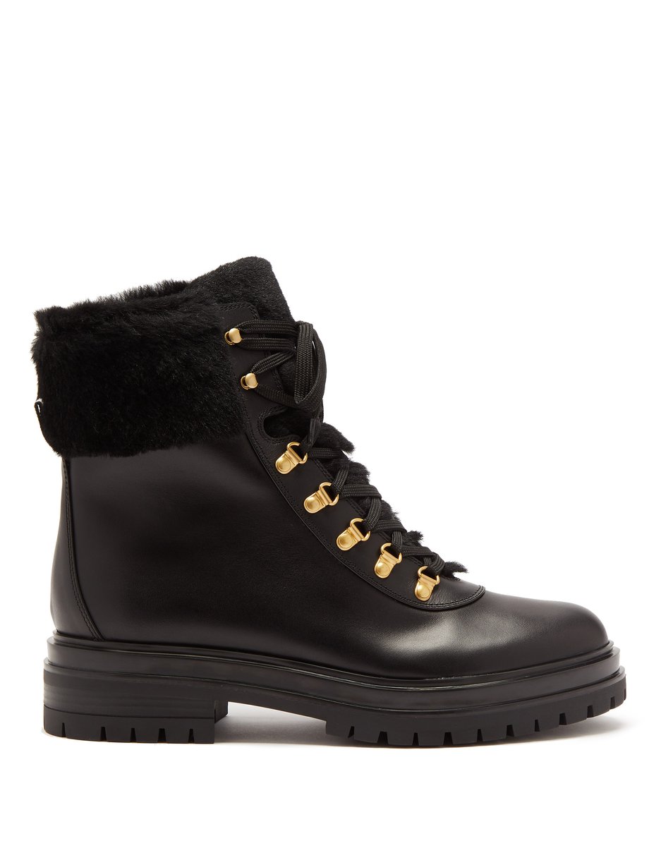 Black Alaska faux-shearling lined ankle boots | Gianvito Rossi ...