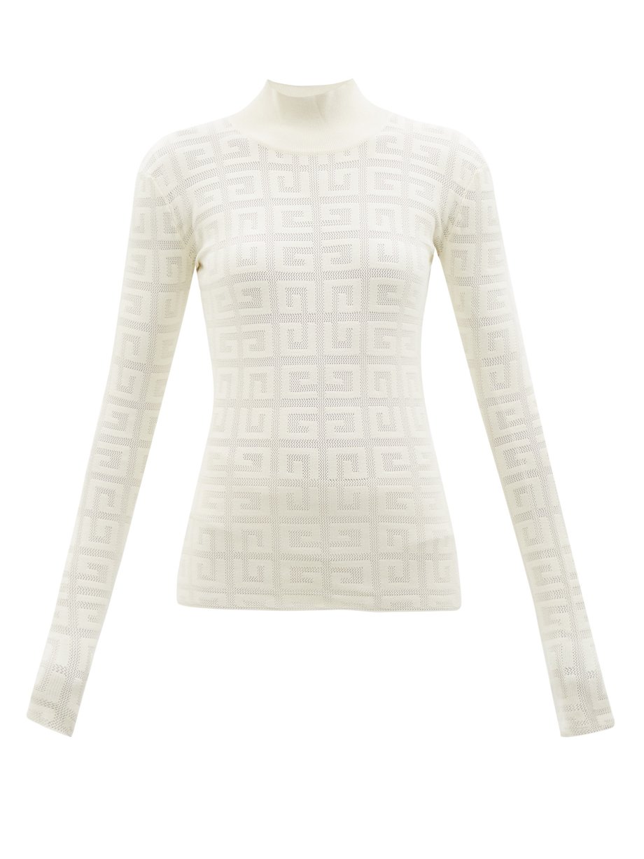 White High-neck logo-jacquard open-knit top | Givenchy | MATCHESFASHION UK