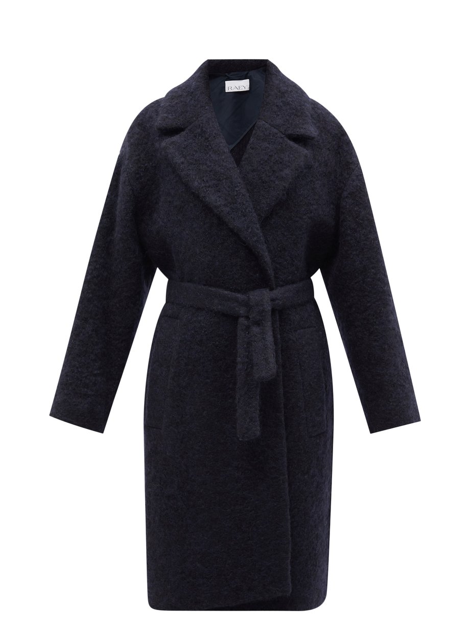 Navy Belted wool-blend coat | Raey | MATCHESFASHION US