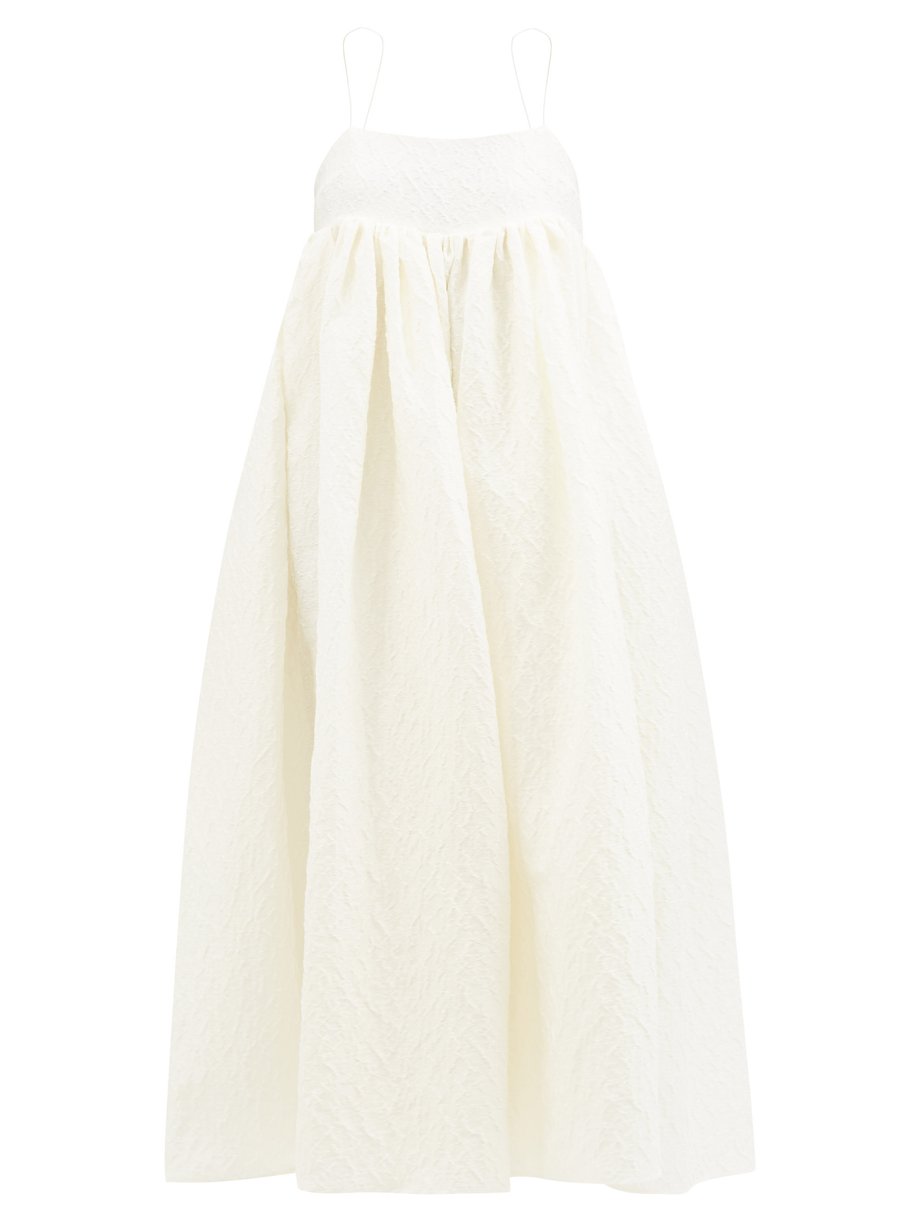 White Beth linen-blend plissé dress | Cecilie Bahnsen | MATCHESFASHION US