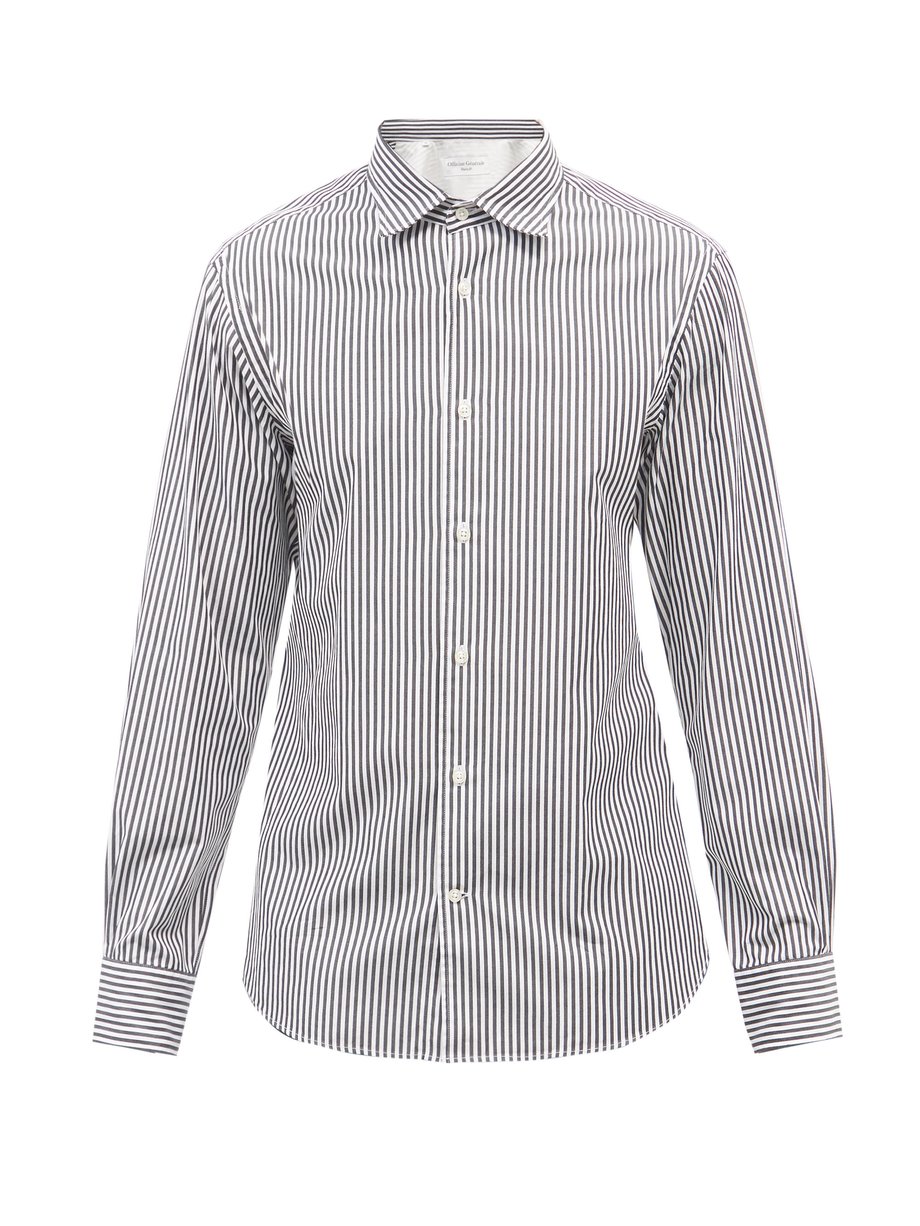 White Giacomo striped cotton-poplin shirt | Officine Générale ...