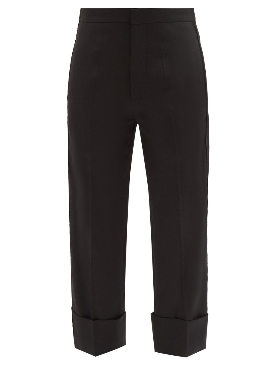 Black Cropped wool-crepe tailored trousers | Ann Demeulemeester ...