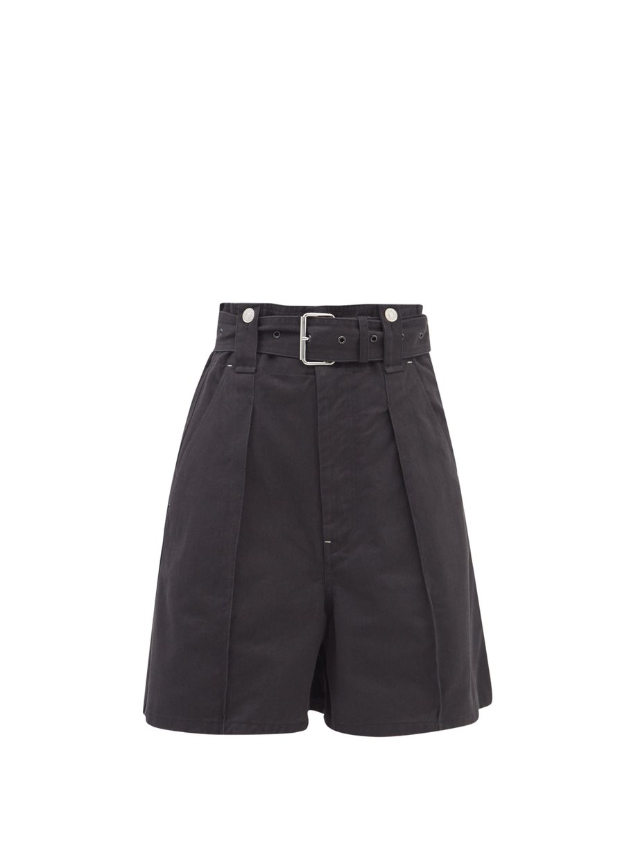 Black Delilaz high-rise pleated cotton-twill shorts | Isabel Marant ...
