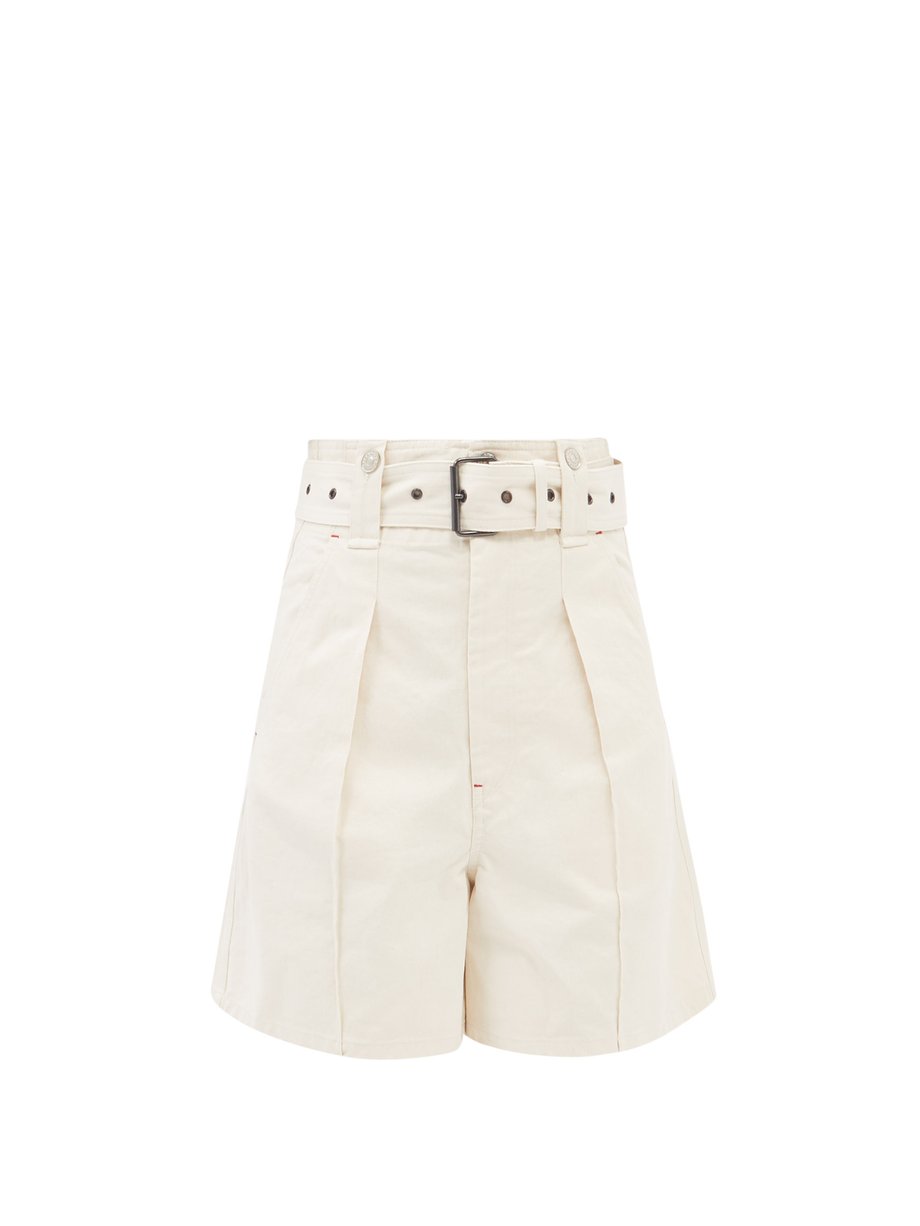 Neutral Delilaz high-rise pleated cotton-twill shorts | Isabel Marant ...