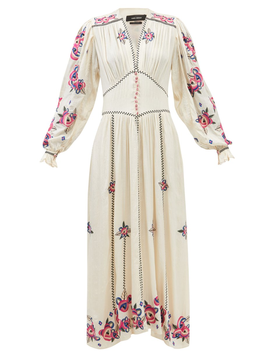 White Moyrae rose-embroidered silk-voile dress | Isabel Marant ...