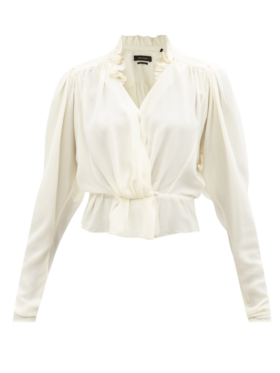 White Blineali ruffled silk-crepe blouse | Isabel Marant MATCHESFASHION US