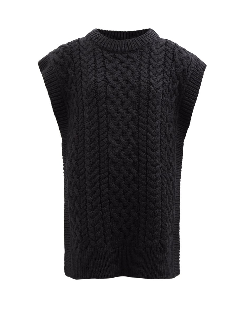 black knitted sweater vest