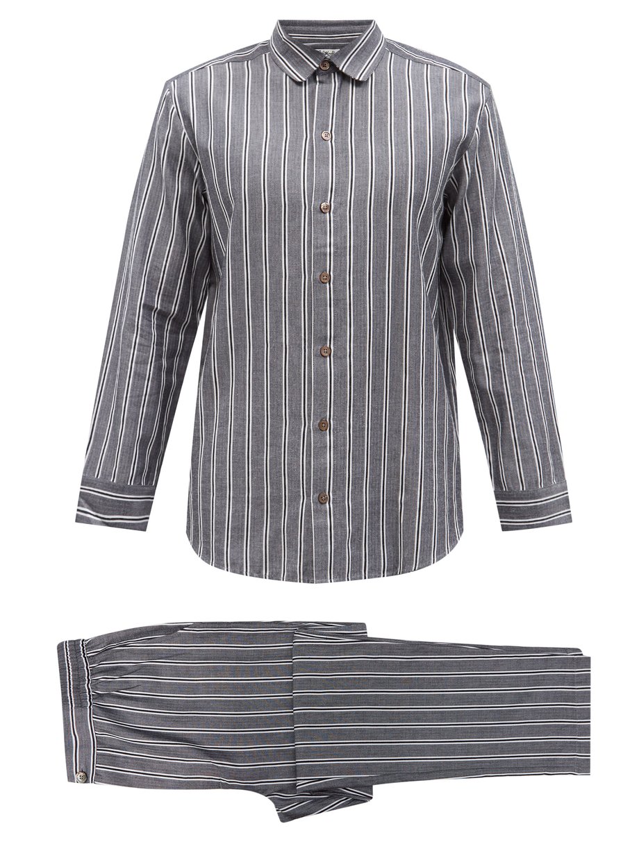 Black Striped cotton-twill pyjamas | P. Le Moult | MATCHESFASHION UK