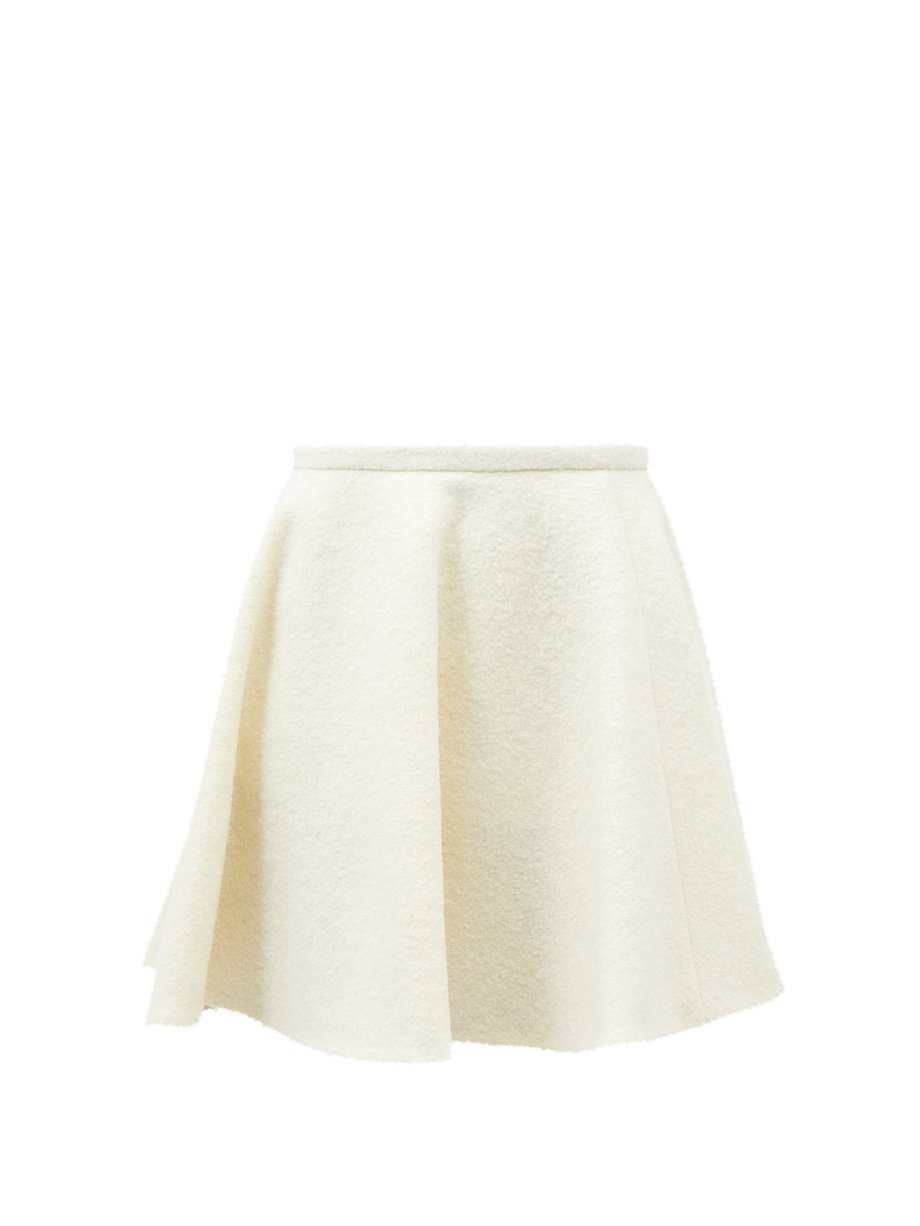 MATCHESFASHION Women Clothing Skirts Mini Skirts Ivory Flared Wool-blend Bouclé Mini Skirt Womens 