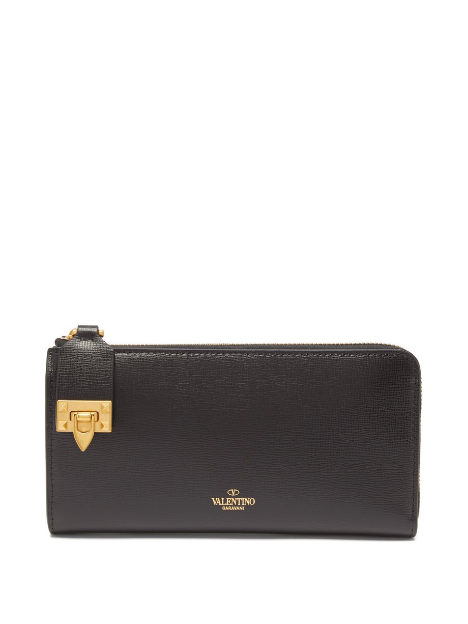 발렌티노 락스터드 장지갑 (지퍼형) Valentino Black Rockstud ziparound leather wallet