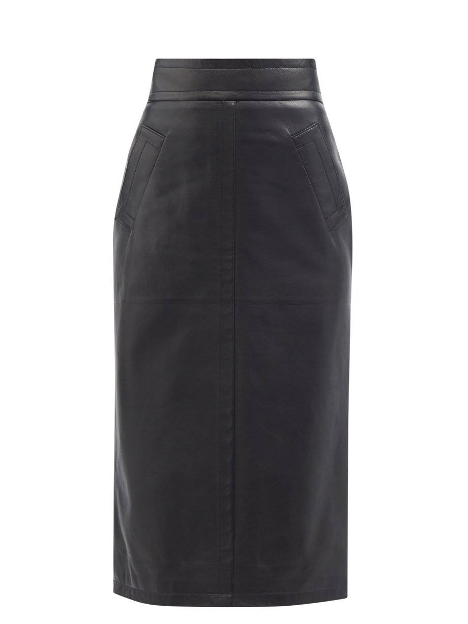 Black High-rise plongé-leather pencil skirt | Tom Ford | MATCHESFASHION US