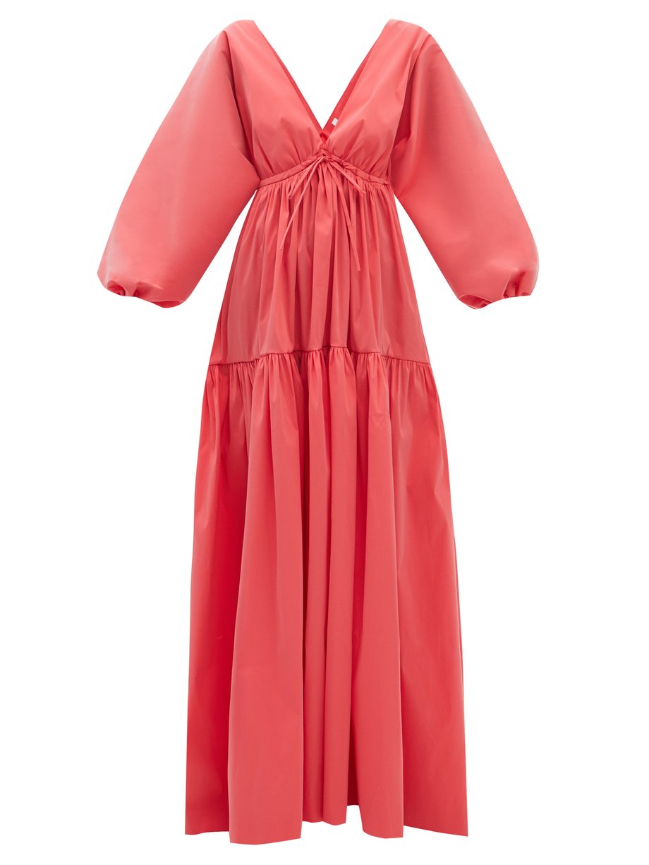Red Marlow puff-sleeve taffeta gown | BERNADETTE | MATCHESFASHION US