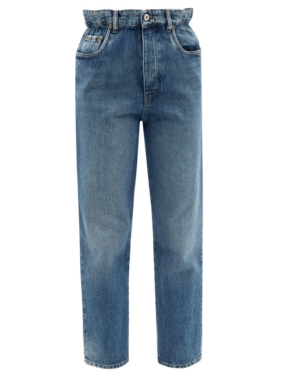 Miu Miu Blue High-rise paperbag cropped tapered-leg jeans | 매치스패션, 모던 ...
