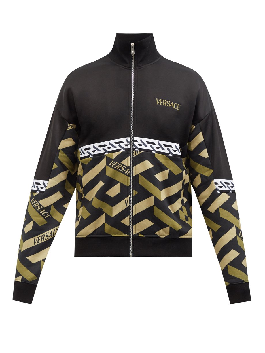 Black La Greca-print jersey track jacket | Versace | MATCHESFASHION US