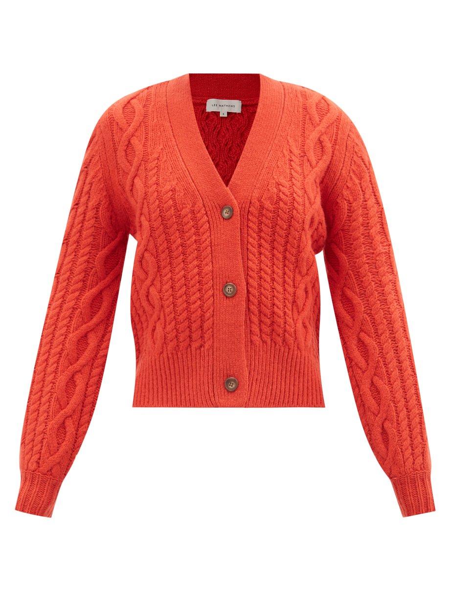 Lee Mathews Lee Mathews Stanford wool-blend cable-knit cardigan Red ...