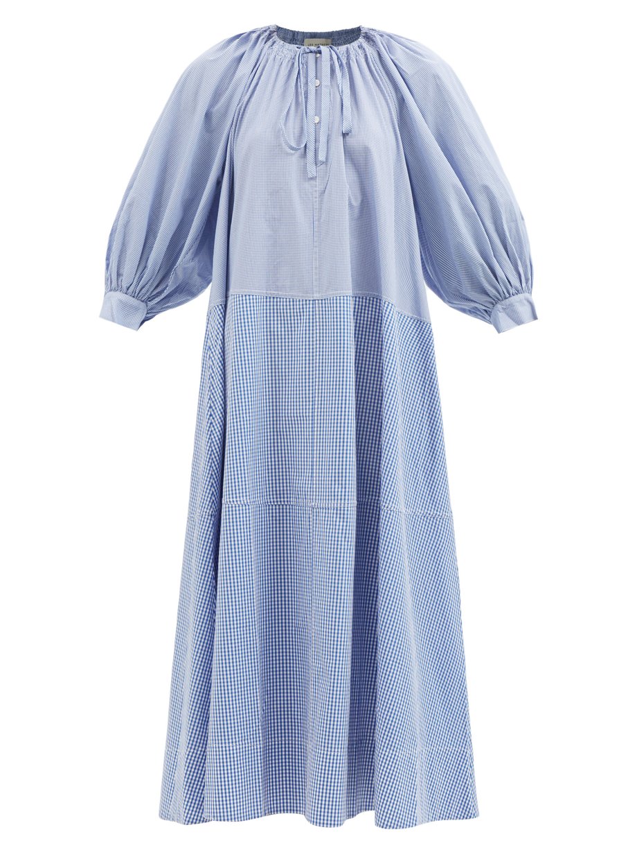 Lee Mathews Blue Yale gathered gingham-check cotton-poplin dress | 매치스 ...