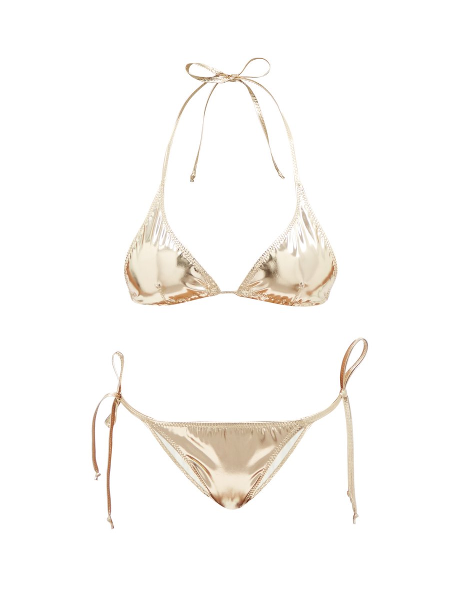 Metallic Pamela metallic triangle bikini | Lisa Marie Fernandez ...