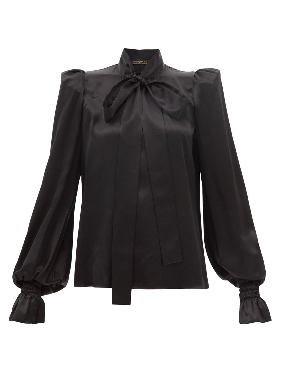 The Vampire's Wife Black The Subverter pussy-bow silk-satin blouse ...