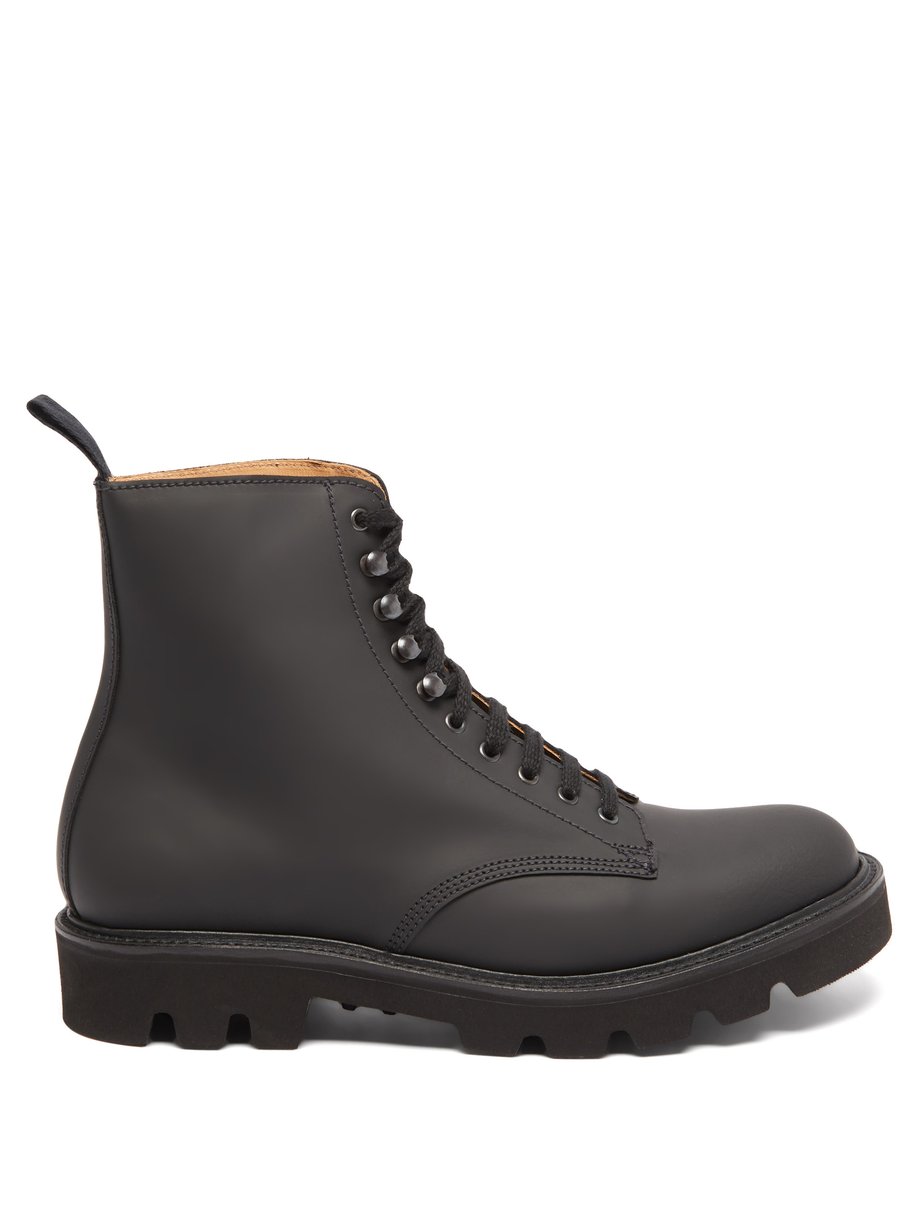 Grenson Black Jude rubberised-leather lace-up boots | 매치스패션, 모던 럭셔리 온라인 쇼핑