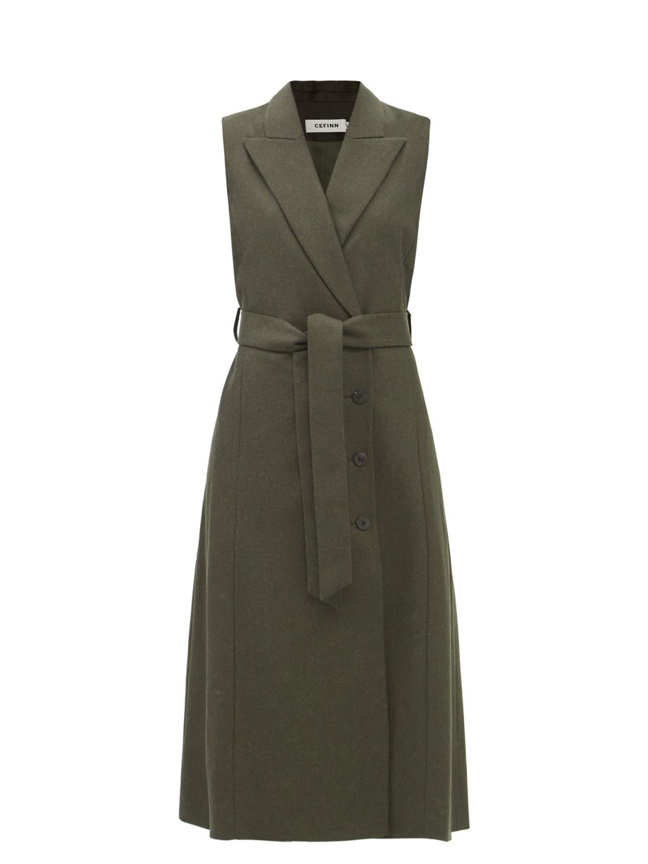 Cefinn Green Vanessa wool-blend felt tailored dress | 매치스패션, 모던 럭셔리 온라인 쇼핑