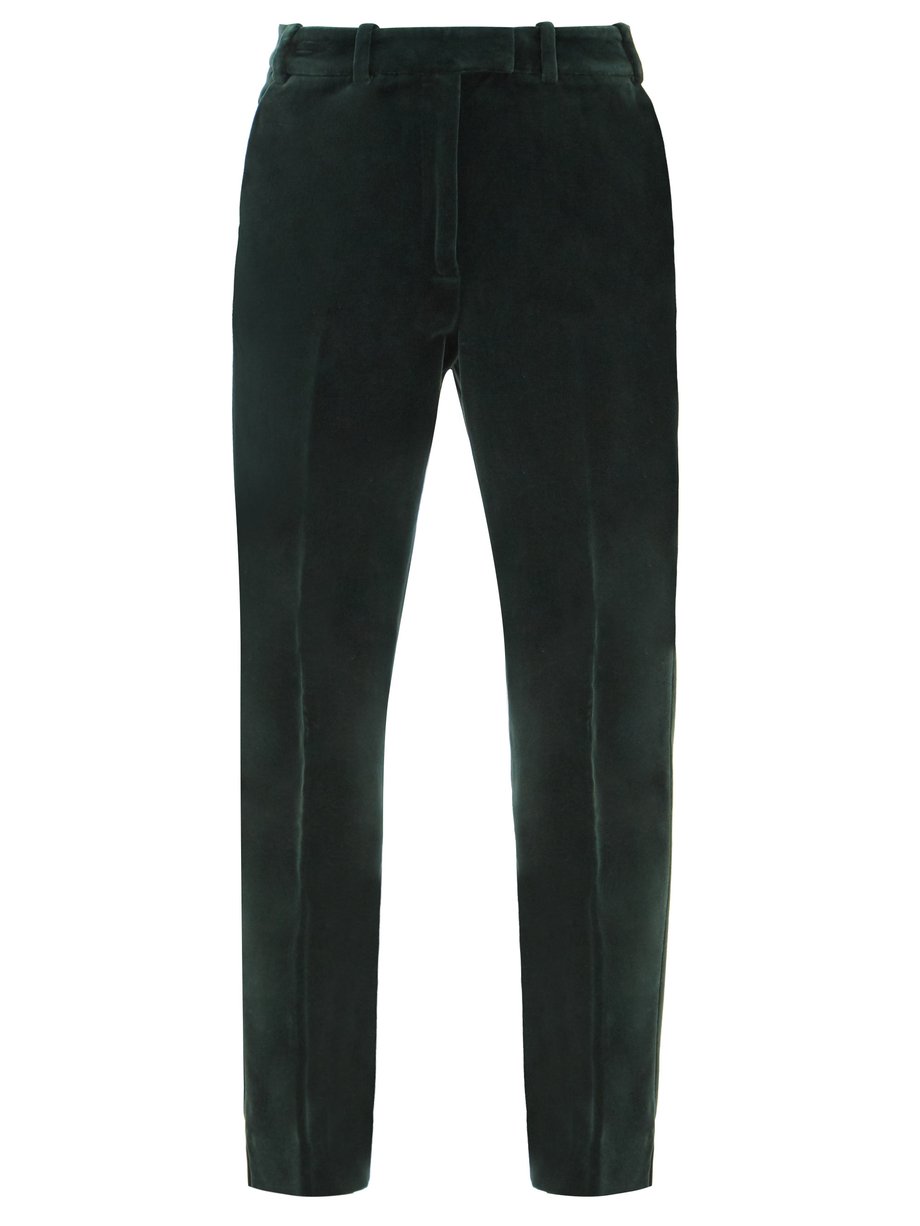 Green Tatum cotton-velvet slim-leg trousers | Cefinn | MATCHESFASHION AU