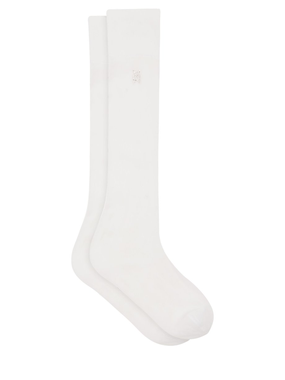 White Long crystal-logo mesh socks | Wolford | MATCHESFASHION US