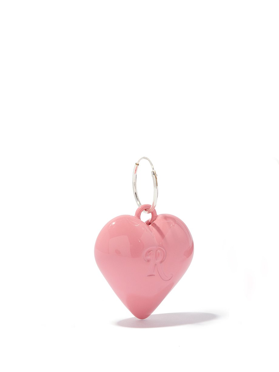 라프 시몬스 귀걸이 Raf Simons Pink Heart large sterling-silver single hoop earring
